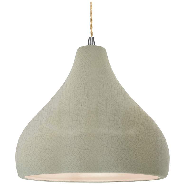 Image 1 Radiance 13.5"W Droplet Nickel Beige Cord Pendant w/ Celadon Crackle S