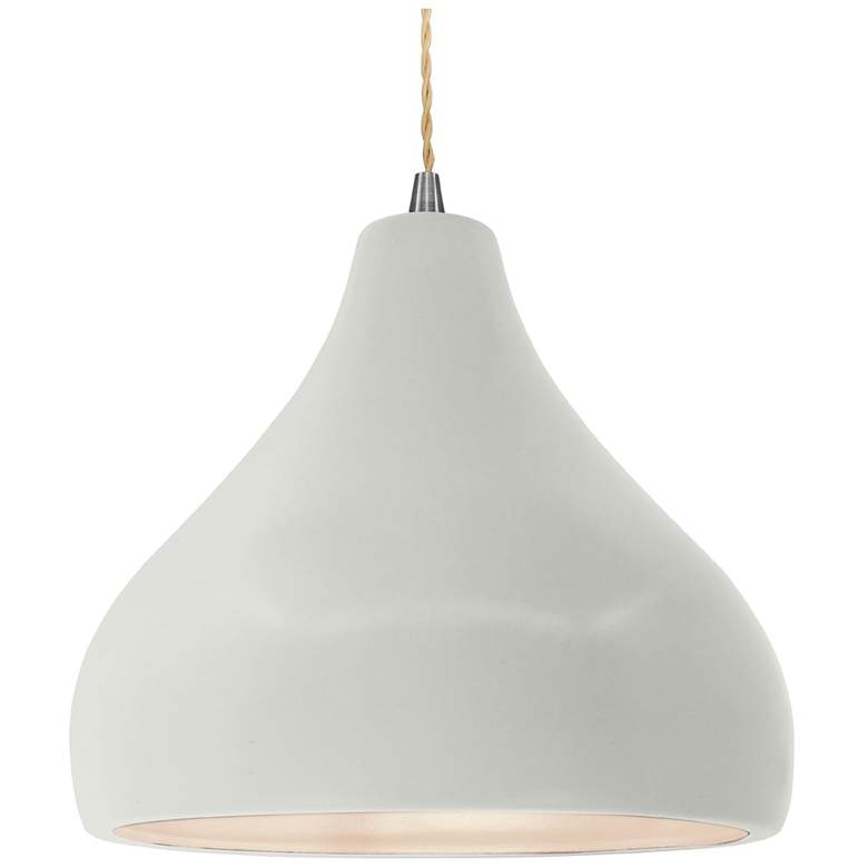 Image 1 Radiance 13.5"W Droplet Nickel Beige Cord Pendant w/ Matte White Shade