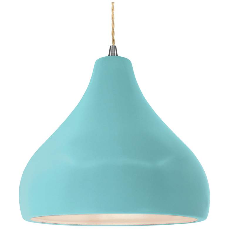 Image 1 Radiance 13.5"W Droplet Nickel Beige Cord Pendant w/ Reflecting Pool S