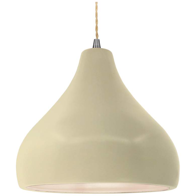 Image 1 Radiance 13.5"W Droplet Nickel Beige Cord Pendant w/ Vanilla Gloss Sha