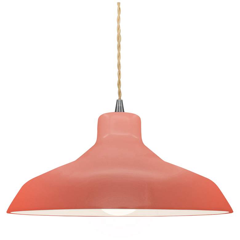 Image 1 Radiance 13.5"W Gloss Blush Frame Nickel Loft Beige Twisted LED Pendan
