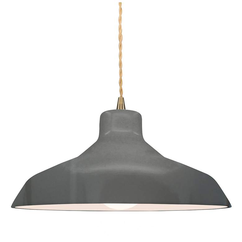 Image 1 Radiance 13.5"W Grey Frame Antique Brass Loft Beige Twisted LED Pendan
