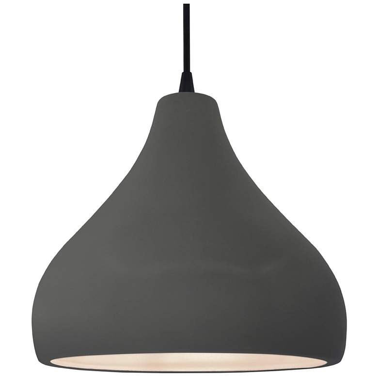 Image 1 Radiance 13.5"W Grey Frame Matte Black Large Droplet Black Cord Pendan