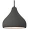 Radiance 13.5"W Grey Frame Matte Black Large Droplet Black Cord Pendan