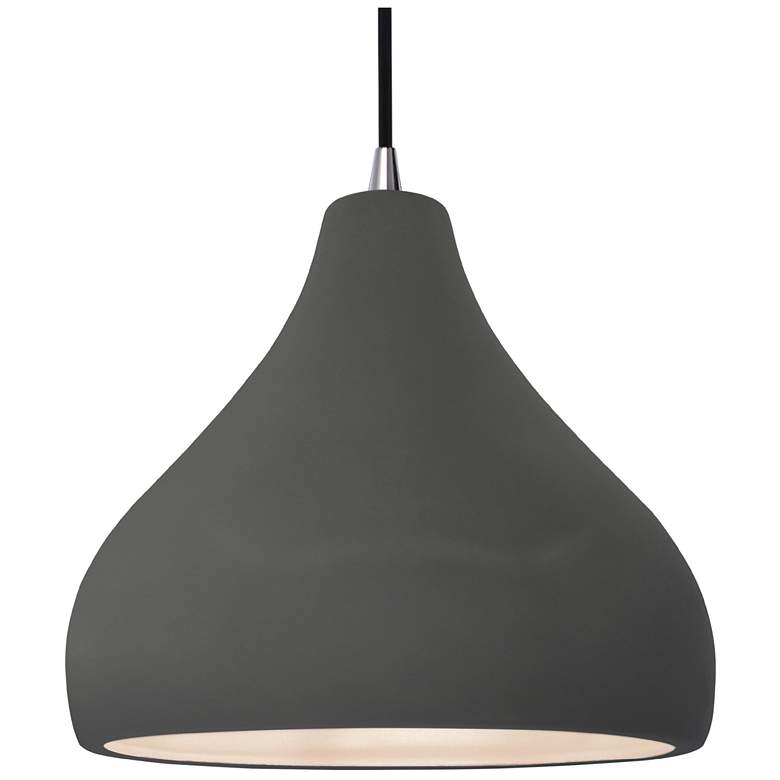 Image 1 Radiance 13.5"W Grey Frame Nickel Large Droplet Black Cord LED Pendant