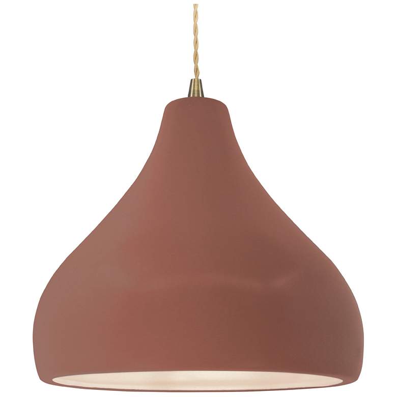 Image 1 Radiance 13.5"W Large Droplet Brass Beige Cord Pendant w/ Canyon Clay