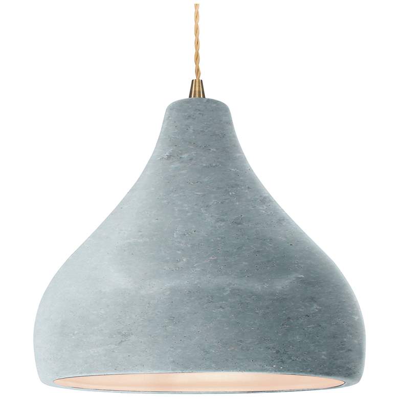 Image 1 Radiance 13.5"W Large Droplet Brass Beige Cord Pendant w/ Concrete Sha