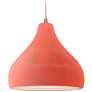 1_Radiance 13.5"W Large Droplet Brass Beige Cord Pendant w/ Gloss Blush