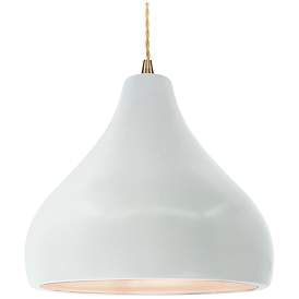 Image1 of Radiance 13.5"W Large Droplet Brass Beige Cord Pendant w/ White Shade