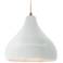 Radiance 13.5"W Large Droplet Brass Beige Cord Pendant w/ White Shade