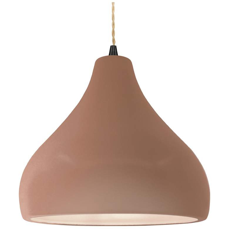 Image 1 Radiance 13.5"W Large Droplet Matte Black Beige Cord Pendant w/ Adobe