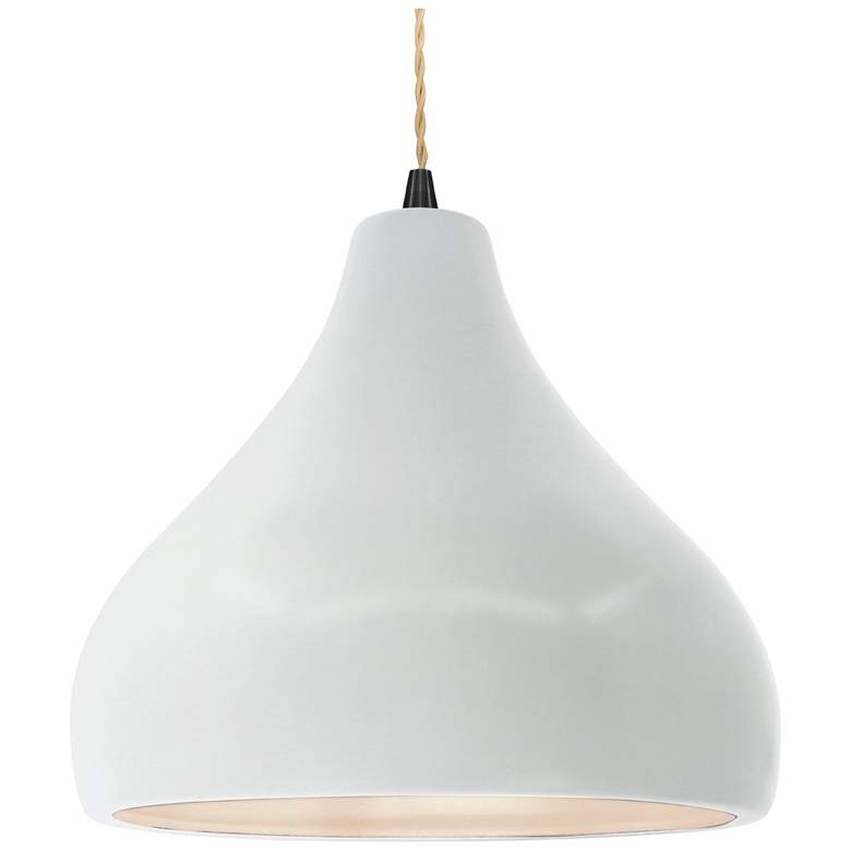 Image 1 Radiance 13.5"W Large Droplet Matte Black Beige Cord Pendant w/ White