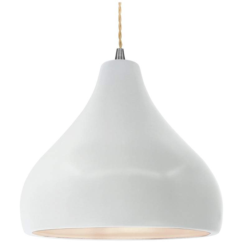 Image 1 Radiance 13.5"W Large Droplet Nickel Beige Cord Pendant w/ White Shade