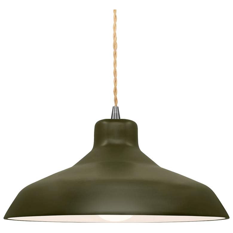 Image 1 Radiance 13.5"W Matte Green Frame Brushed Nickel Loft Beige Twisted Pe