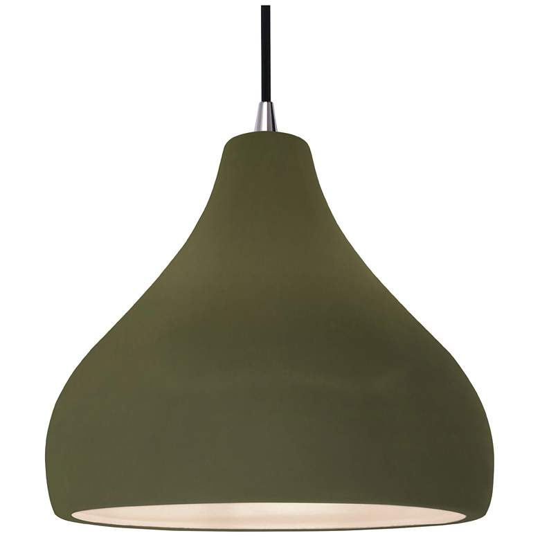 Image 1 Radiance 13.5"W Matte Green Frame Nickel Large Droplet Black Cord Pend