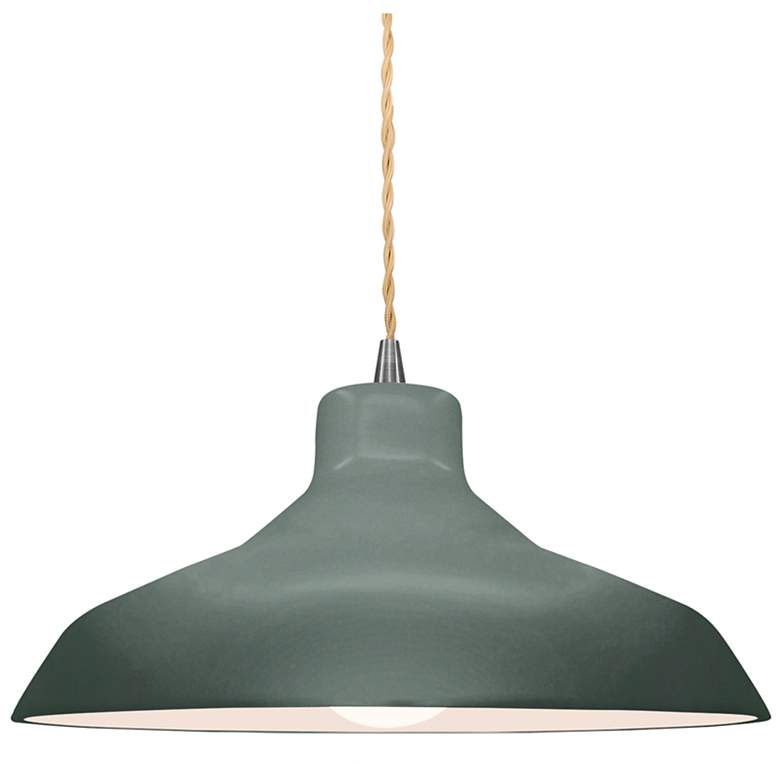 Image 1 Radiance 13.5"W Pewter Green Frame Nickel Loft Beige Twisted LED Penda