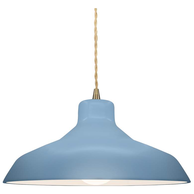 Image 1 Radiance 13.5"W Sky Blue Frame Antique Brass Loft Beige Twisted LED Pe