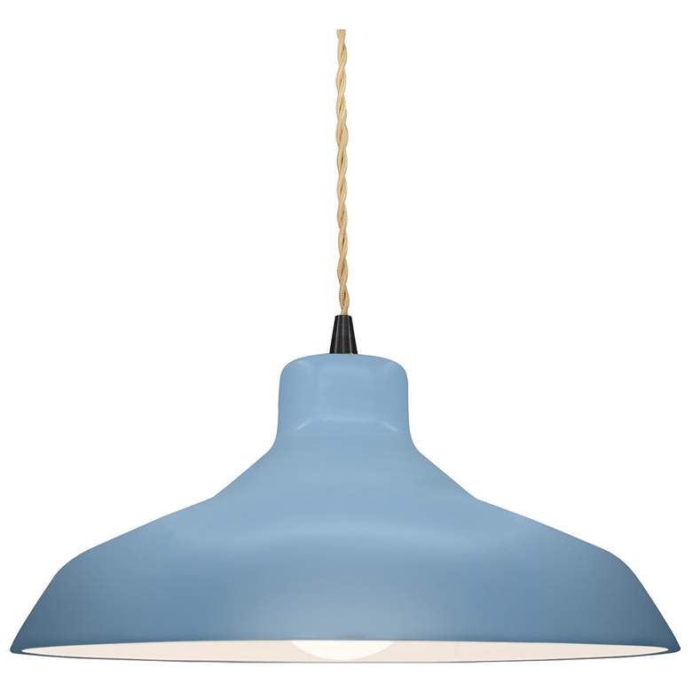 Image 1 Radiance 13.5"W Sky Blue Frame Matte Black Loft Beige Twisted LED Pend