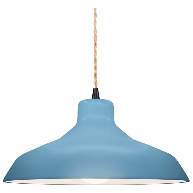 Image 1 Radiance 13.5"W Sky Blue Frame Matte Black Loft Beige Twisted Pendant