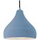 Radiance 13.5"W Sky Blue Frame Nickel Large Droplet Black Cord Pendant