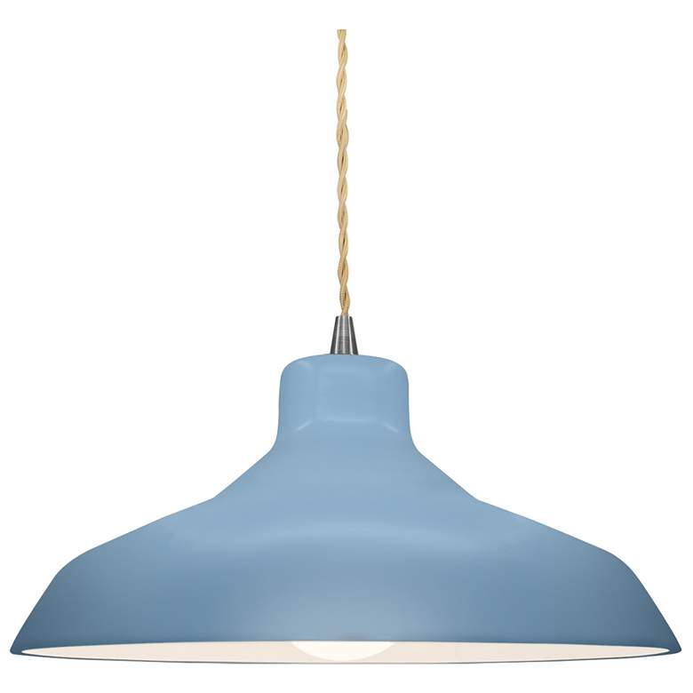 Image 1 Radiance 13.5"W Sky Blue Frame Nickel Loft Beige Twisted LED Pendant
