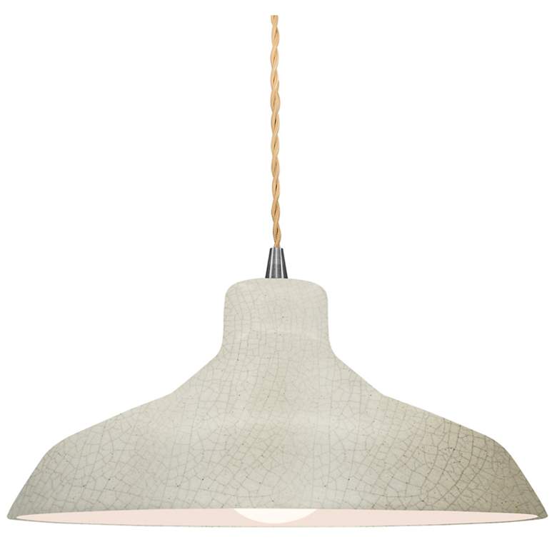 Image 1 Radiance 13.5"W White Crackle Frame Nickel Loft Beige Twisted LED Pend
