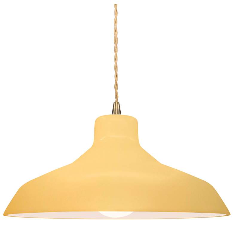 Image 1 Radiance 13.5"W Yellow Frame Antique Brass Loft Beige Twisted Pendant