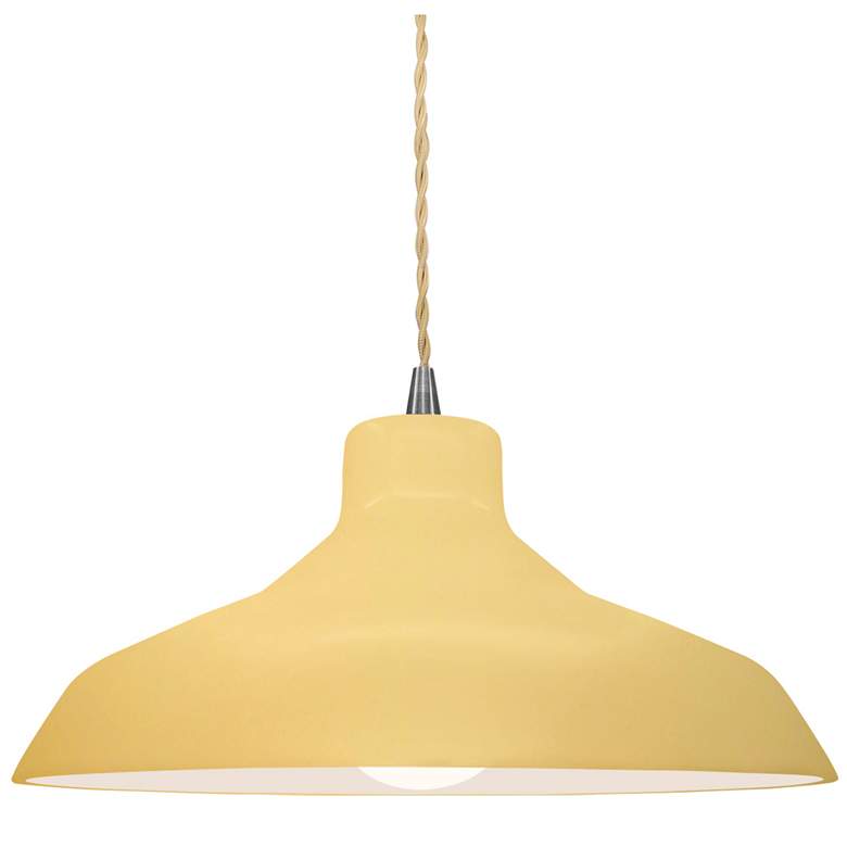 Image 1 Radiance 13.5"W Yellow Frame Brushed Nickel Loft Beige Twisted LED Pen