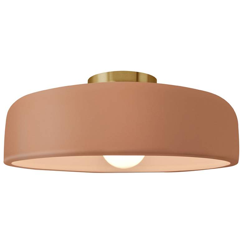 Image 1 Radiance 13"W Adobe Frame Brushed Brass Metal Medium Spire LED Semi.Fl