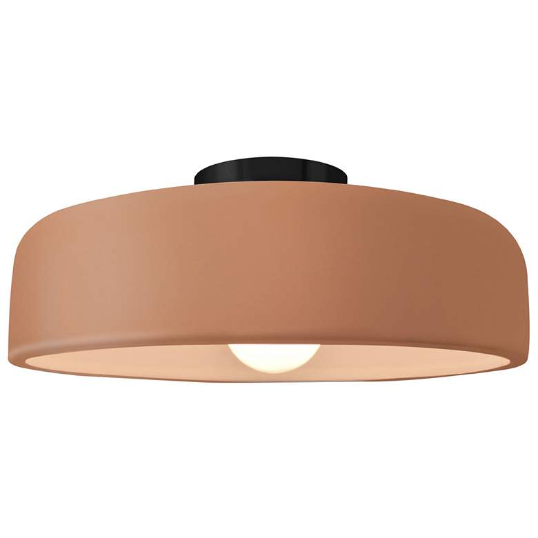 Image 1 Radiance 13"W Adobe Frame Matte Black Metal Medium Spire LED Semi.Flus