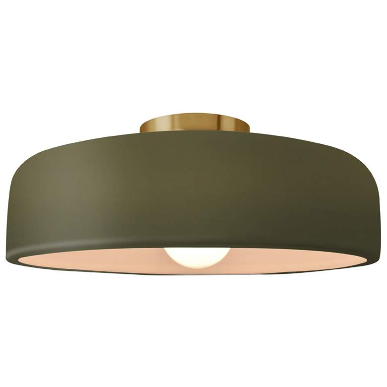 Image 1 Radiance 13"W Brushed Brass and Matte Green Ceiling Light