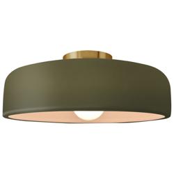 Radiance 13"W Brushed Brass and Matte Green Ceiling Light
