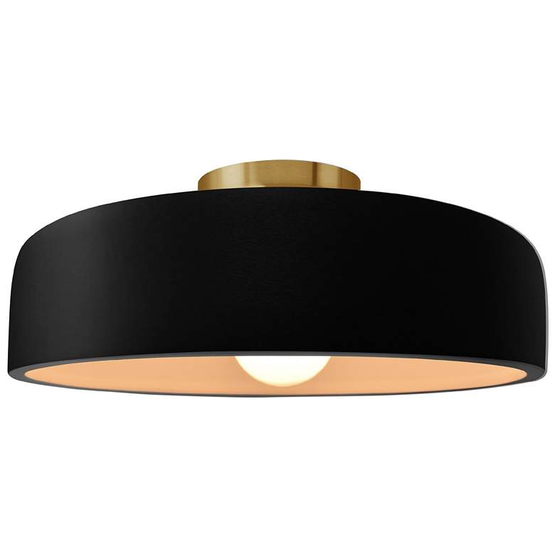 Image 1 Radiance 13"W Carbon Frame Brushed Brass Metal Medium Spire Semi.Flush