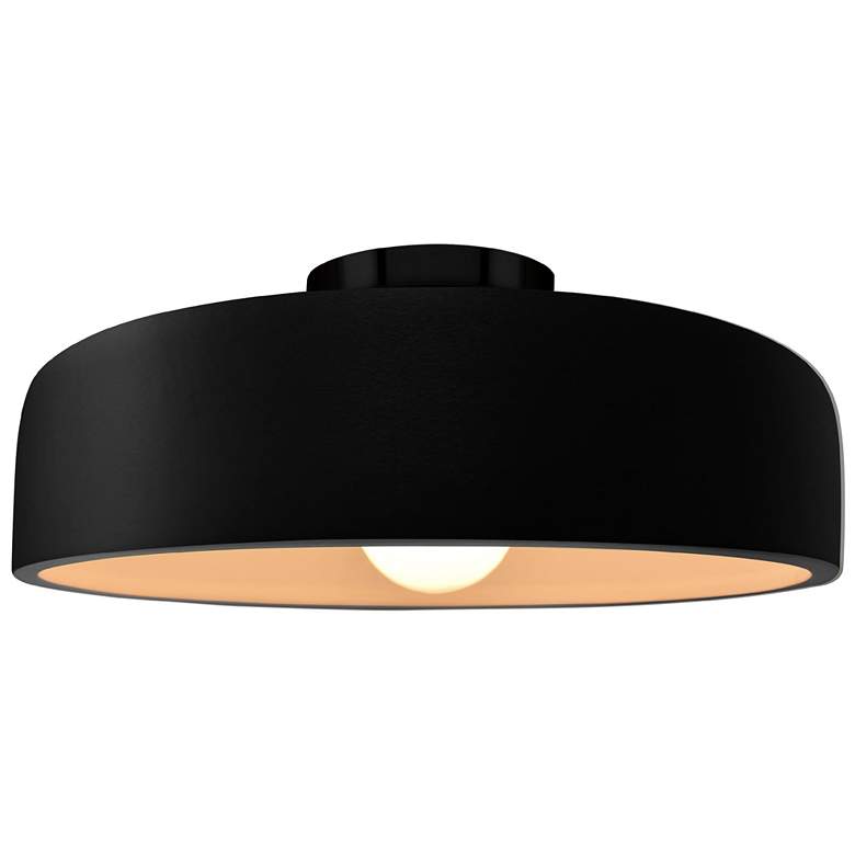 Image 1 Radiance 13"W Carbon Frame Matte Black Metal Medium Spire LED Semi.Flu