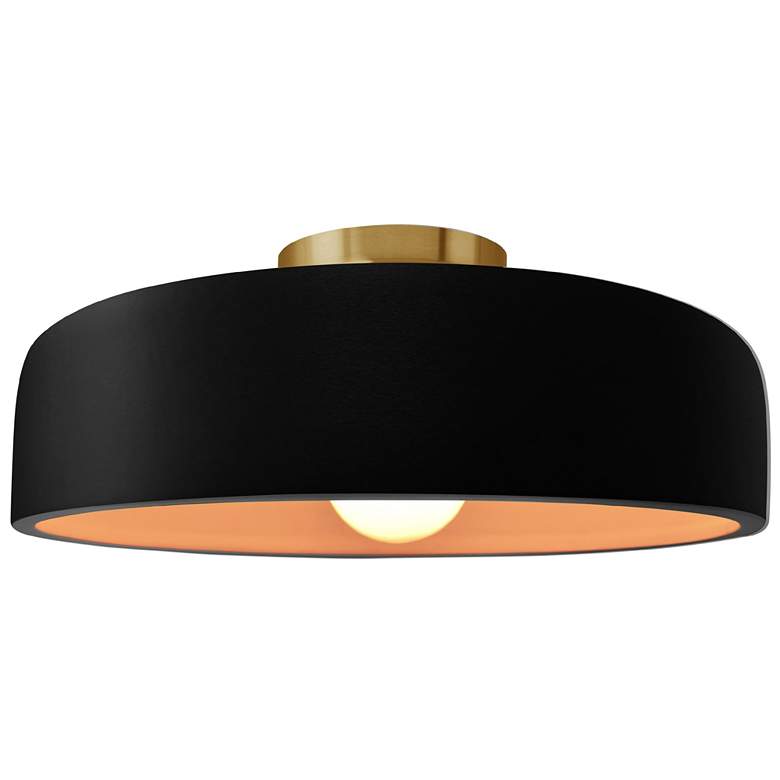 Image 1 Radiance 13"W Carbon/Gold Frame Brushed Brass Medium Spire LED Semi.Fl
