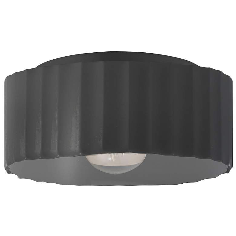 Image 1 Radiance 13"W Carbon Matte Black Large Gear Flush.Mount