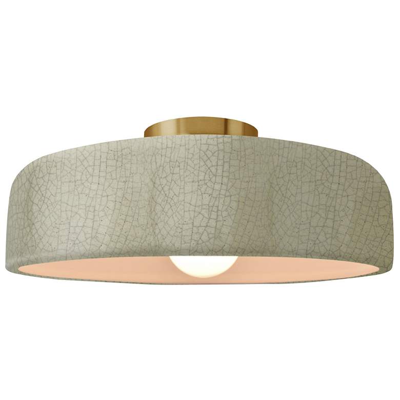 Image 1 Radiance 13"W Celadon Frame Brushed Brass Medium Spire Semi.Flush