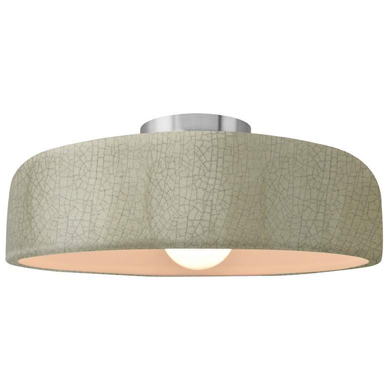Image 1 Radiance 13"W Celadon Frame Brushed Nickel Medium Spire LED Semi.Flush