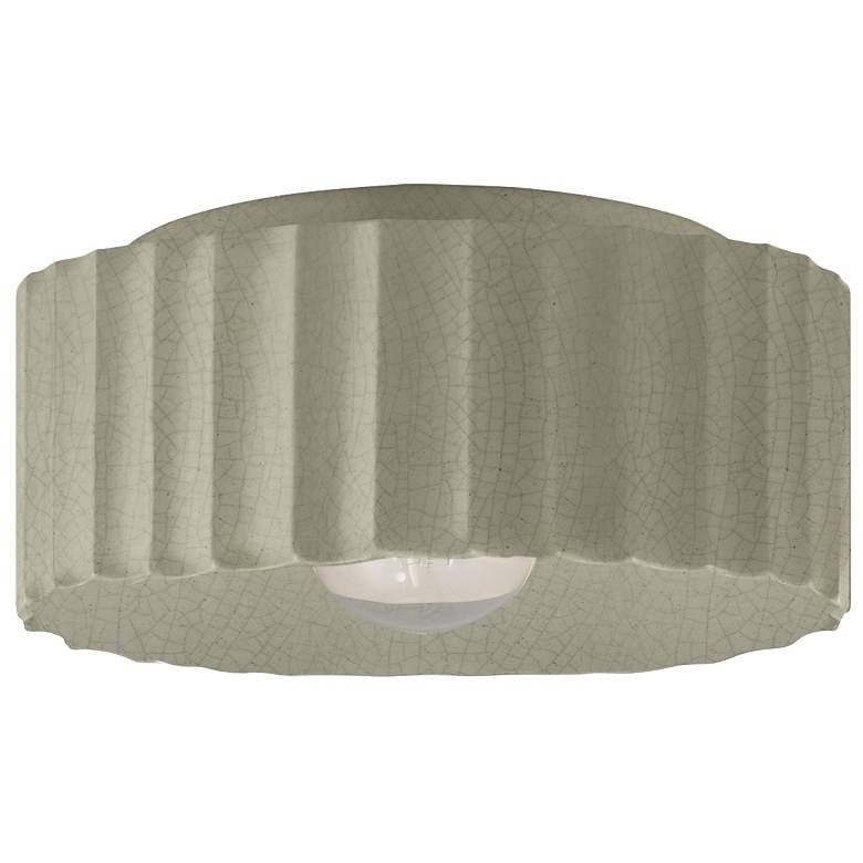 Image 1 Radiance 13"W Celadon Green Crackle Large Gear Outdoor Flush.Mount