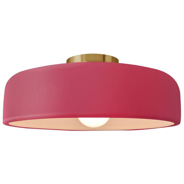 Image 1 Radiance 13"W Cerise Frame Brushed Brass Metal Medium Spire Semi.Flush