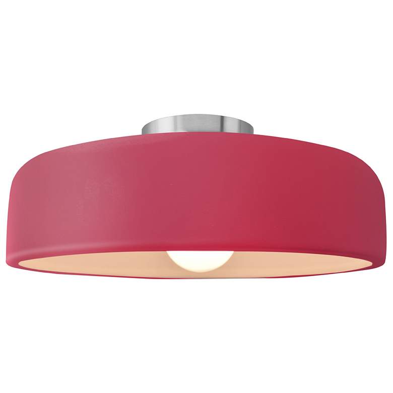Image 1 Radiance 13"W Cerise Frame Brushed Nickel Metal Medium Spire Semi.Flus