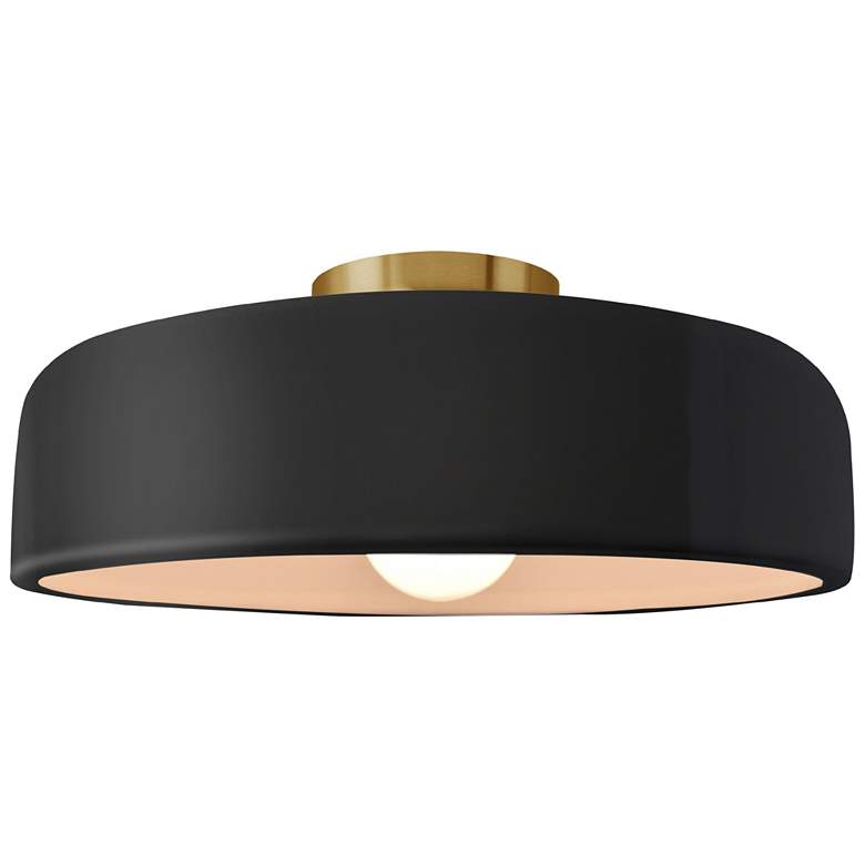 Image 1 Radiance 13"W Gloss Black Frame Brushed Brass Metal Medium Spire Semi.