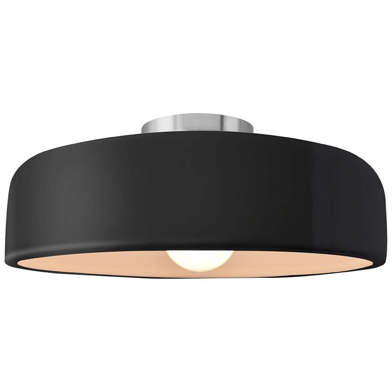 Image 1 Radiance 13"W Gloss Black Frame Brushed Nickel Medium Spire Semi.Flush