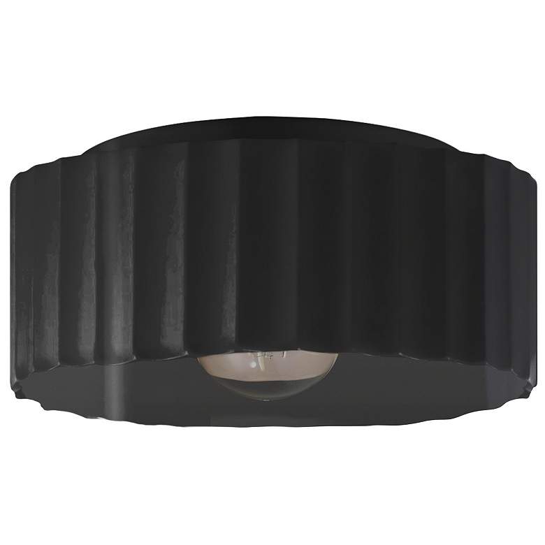 Image 1 Radiance 13"W Gloss Black Large Gear Flush.Mount