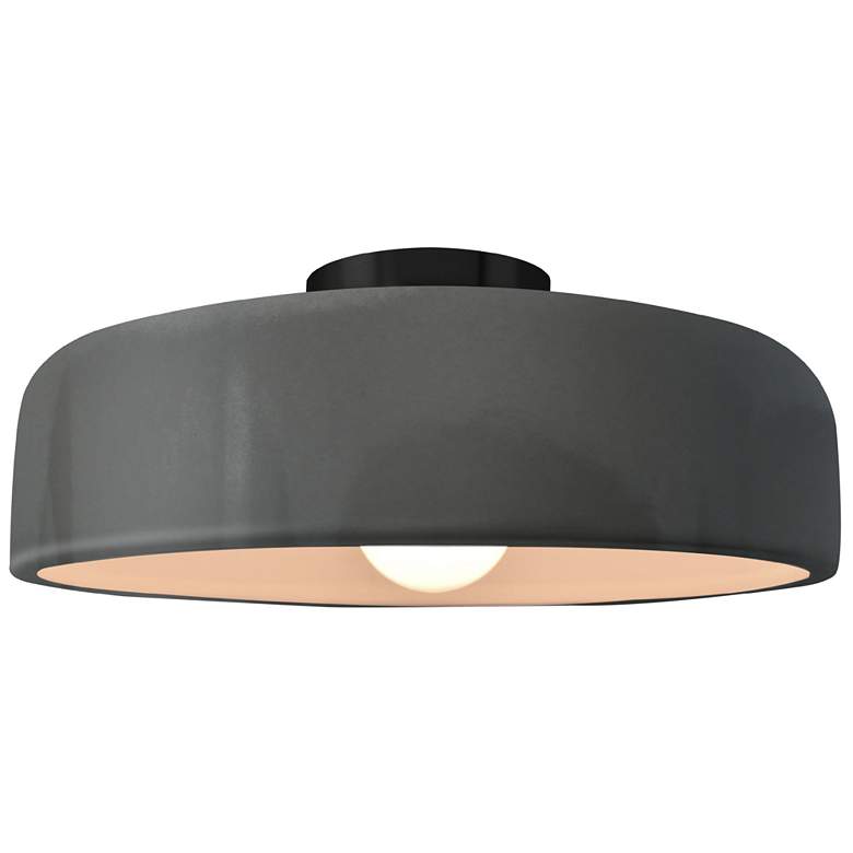 Image 1 Radiance 13"W Gloss Grey Frame Matte Black Metal Medium Spire Semi.Flu