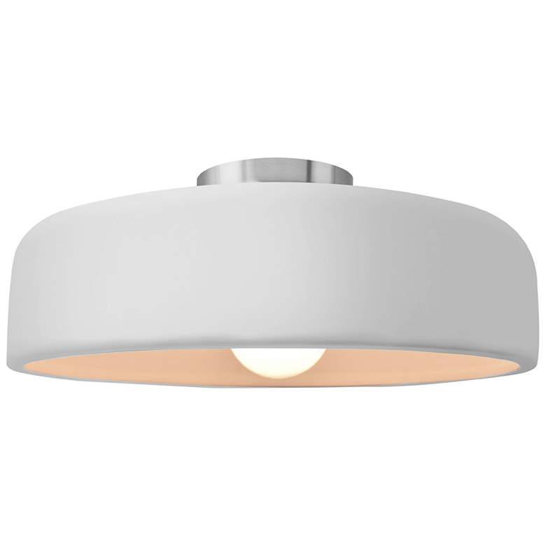 Image 1 Radiance 13"W Gloss White Frame Brushed Nickel Medium Spire Semi.Flush