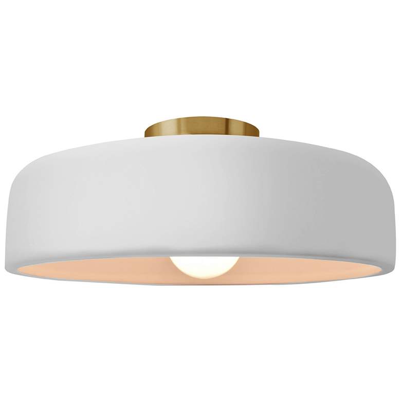 Image 1 Radiance 13"W Gloss White Sided Frame Brushed Brass Medium Spire Semi.