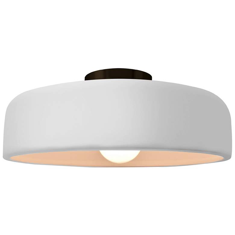 Image 1 Radiance 13"W Gloss White Sided Frame Matte Black Spire LED Semi.Flush