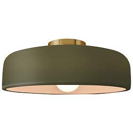Image1 of Radiance 13"W Matte Green Frame Brushed Brass Medium Spire LED Semi.Fl