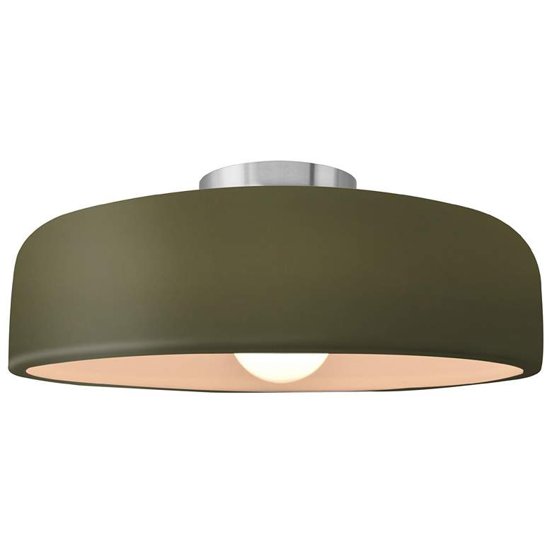 Image 1 Radiance 13"W Matte Green Frame Brushed Nickel Medium Spire Semi.Flush